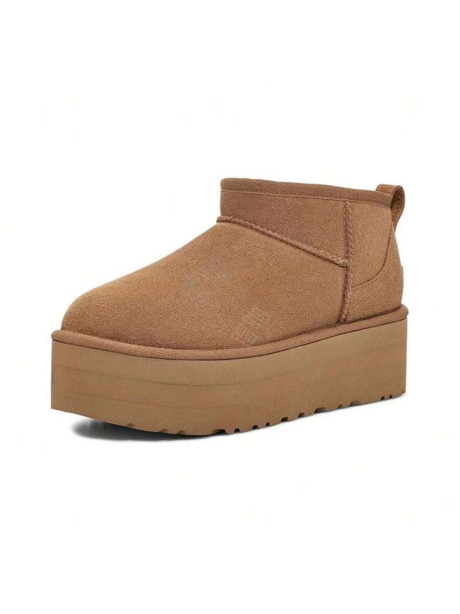 UGG dames korte, comfortabele, casual snowboots met 5 cm dikke zool en thermische voering, kastanjebruin