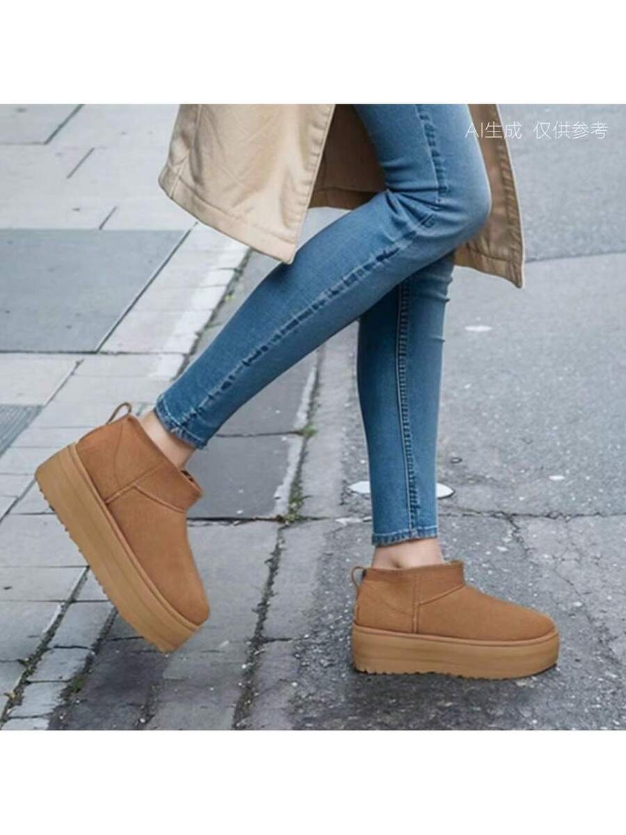 UGG dames korte, comfortabele, casual snowboots met 5 cm dikke zool en thermische voering, kastanjebruin